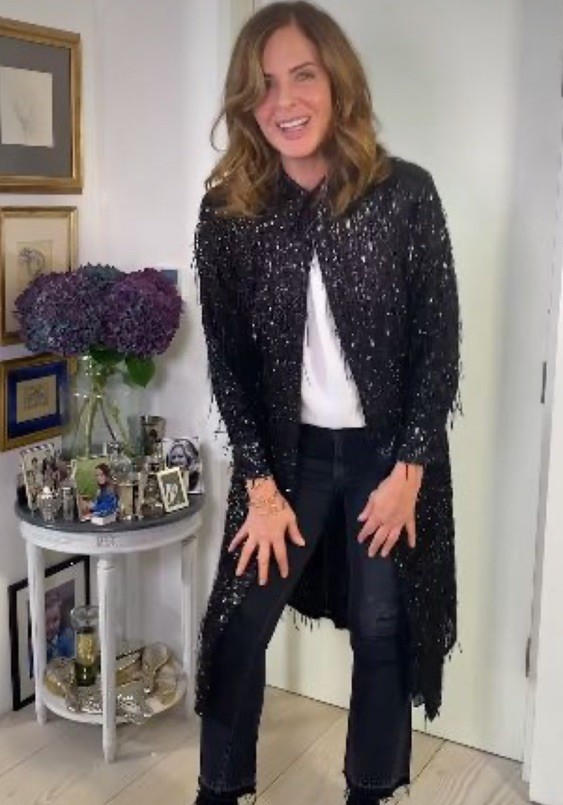 Zara  rare Black Sequin Fringe Midi Shirt Dress Limited Edition Trinny Size M image 3