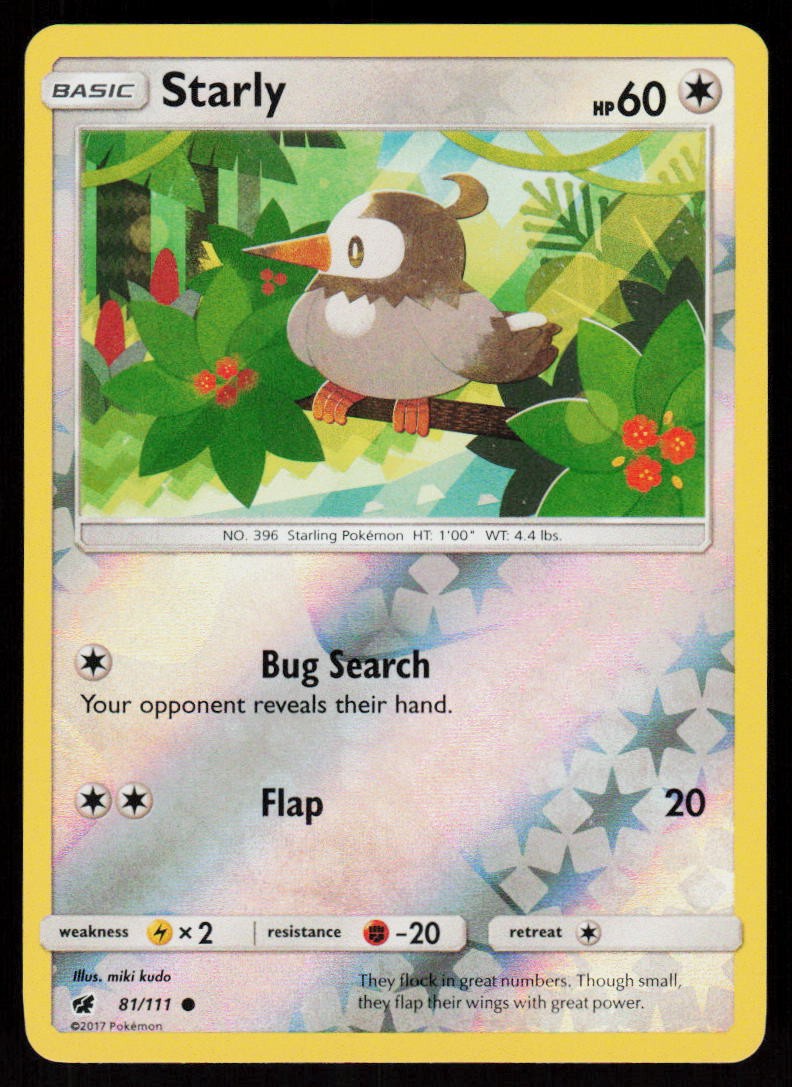 SM - Crimson Invasion Starly #81/111 REVERSE HOLO POKEMON CARD Common
