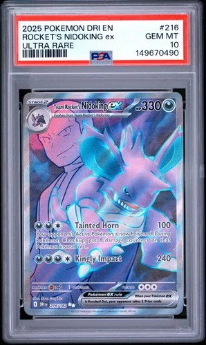 PSA 10 TEAM ROCKET'S NIDOKING EX 216/182 ULTRA RARE DESTINED RIVALS POKEMON 🌑