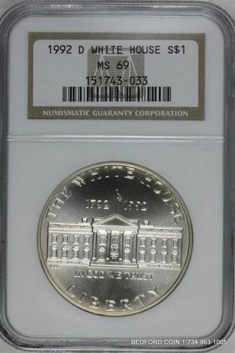 NGC MS69 1992-D WHITE HOUSE COMMEMORATIVE SILVER DOLLAR $1 (BC33)