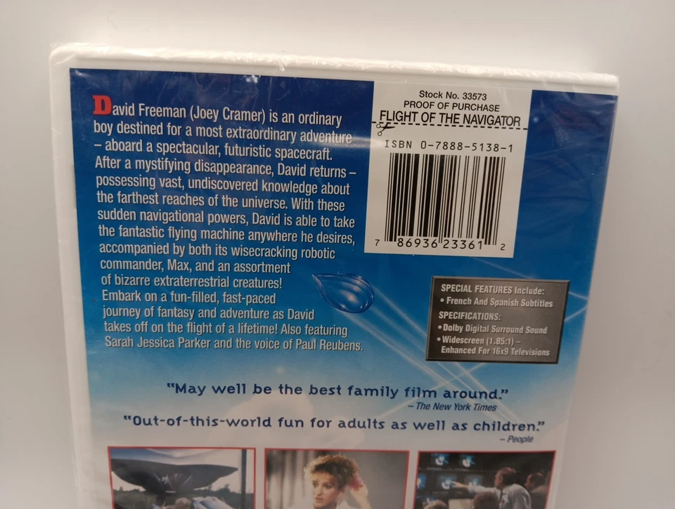 Flight of the Navigator DVD (1986, Disney) Joey Cramer Paul Reubens • New Sealed - Image 3 of 4