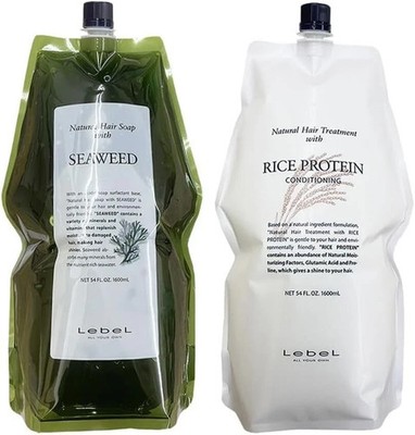 Lebel Natural Hair Soap SW Seaweed Shampoo + RP Rice Protein Treatment 1600mL JP
