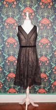 Vintage Y2K Whimsigoth Party Dress Embroidered Beaded Mesh Romantic Black