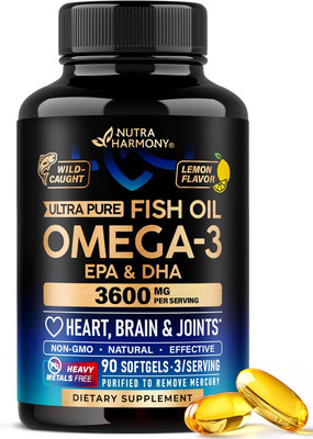 Omega 3 Fish Oil 3600 Mg - Omega 3 Supplement | EPA & DHA - Heavy Metals Free -