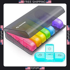 AUVON 7-Day Large Pill Organizer - 3 Times Daily Portable Meds Case