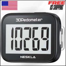 Simple Step Counter, 3D Pedometer for Walking, Step Tracker with Clip Lanyard