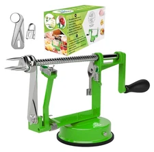Apple Peeler Corer Slicer with Suction Base – 3-in-1 Heavy Duty Cast Iron Han...