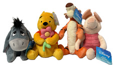 Disney Winnie the Pooh EEYORE TIGGER PIGLET POOH 8" Plush Stuffed Toy Set of 4