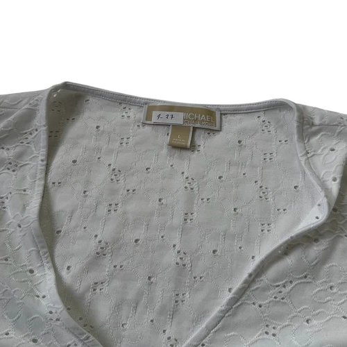 Michael Kors White Eyelet Shirt Women Top Size Large | 4-27 - Picture 3 of 6