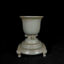 6.9" china old antique song dynasty Ru Kiln Three Legged Furnace