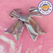 Build a Bear Silver Varsity Hair Bow - Plush Accessory BABW Bear Bow