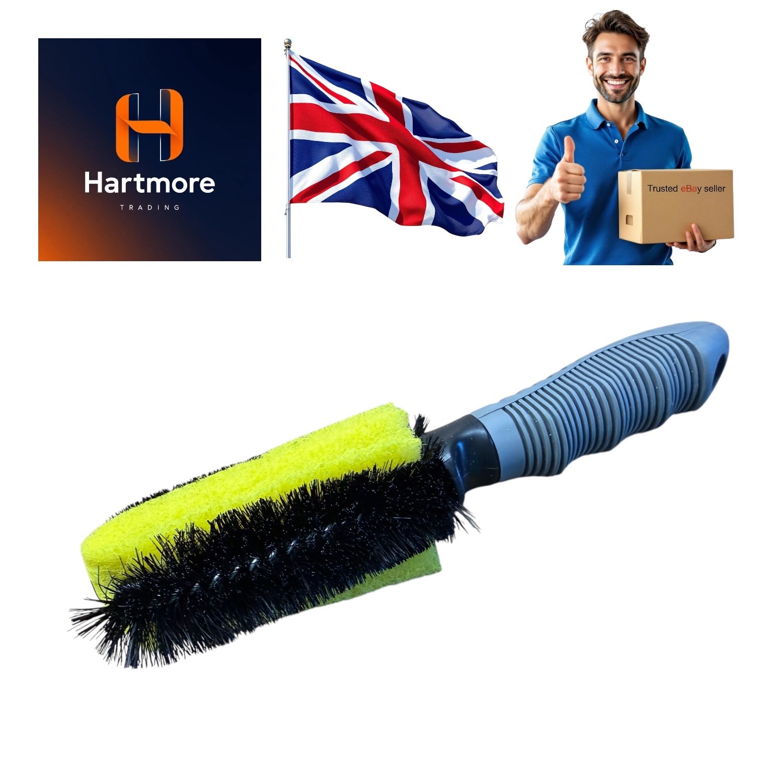 Car Wheel Cleaning Brush Short Handle 26cm Ergonomic Soft Grip Scrub Pad