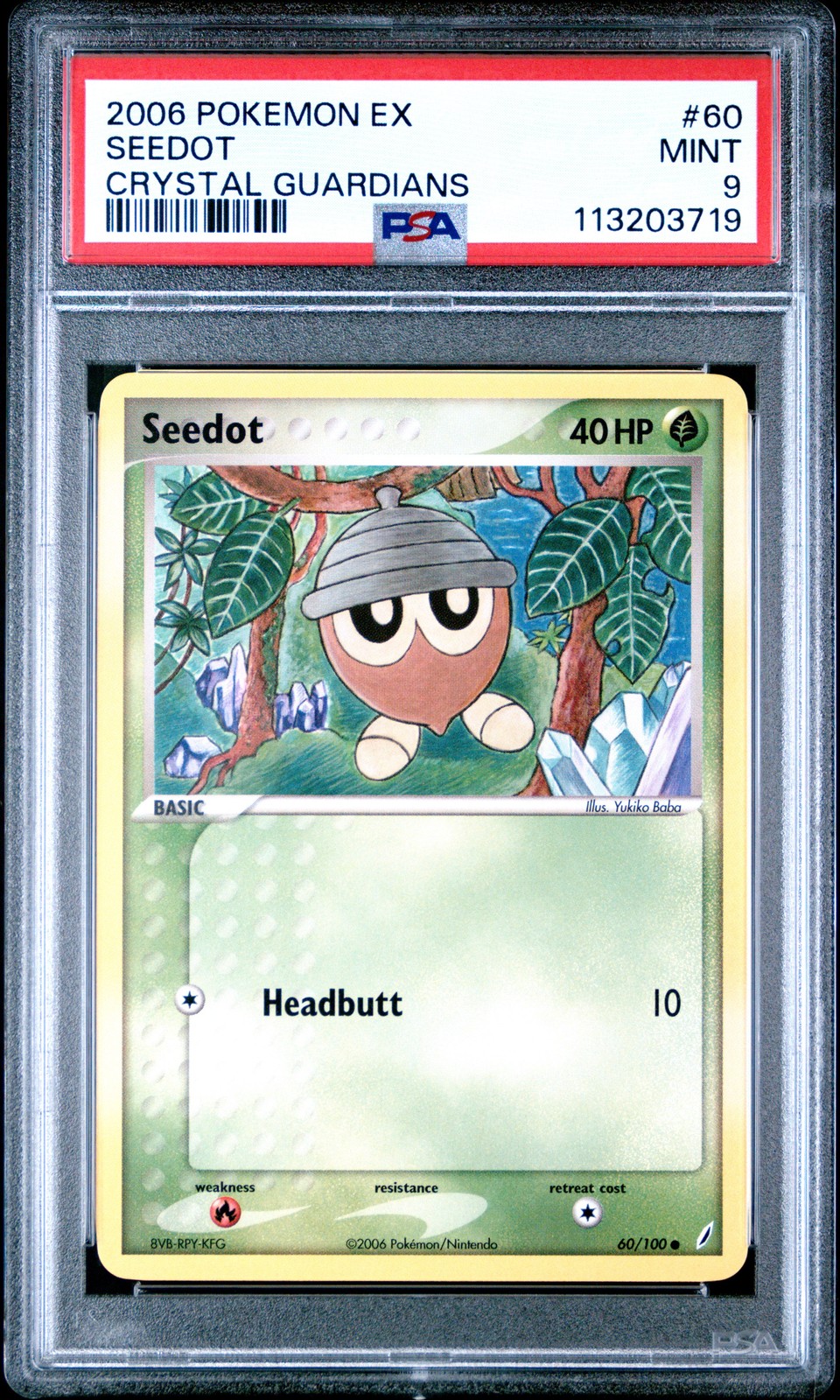 2006 POKEMON EX CRYSTAL GUARDIANS #60 SEEDOT PSA 9