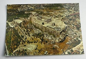 Vintage Athens Greece Acropolis Aerial View Unposted Postcard 1974