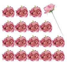 25Pcs Peonies Artificial Flowers Fake Peony Flowers with Stems Autumn Pink