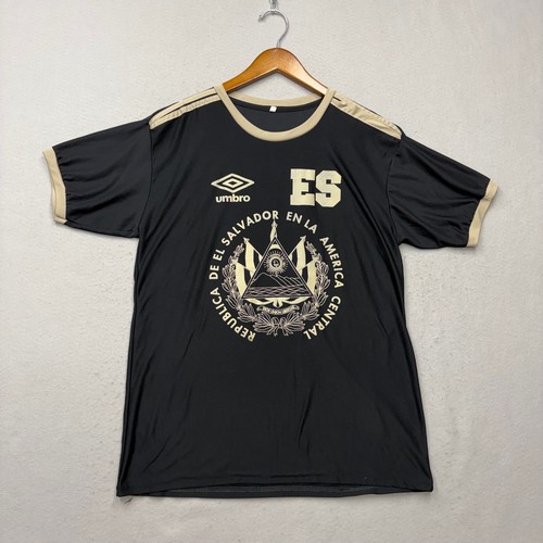 Umbro, Umbro El Salvador Soccer Jersey Men M Black Ringer National Team Crest Vintage