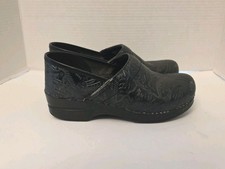 Dansko Women's Black Leather Slip On Clogs Size 40 EU Size 9.5