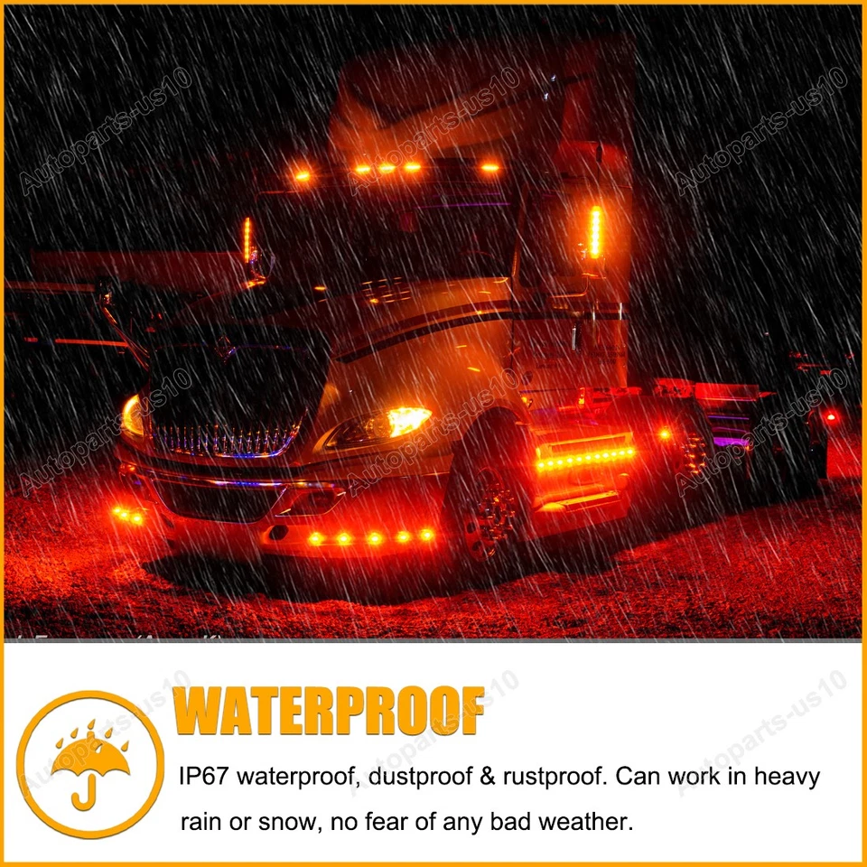 Luces traseras de freno intermitentes LED rojas 4 piezas con luz de sandía marcadora constante Foto 2 de 4