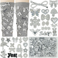 81-Piece Silver Shoe Charms Kit for Sneakers, Brooches, and DIY Accessories