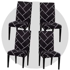 Stretch Chair Covers Slipcovers Set of 4 Printed Stretchable Dining Chair 