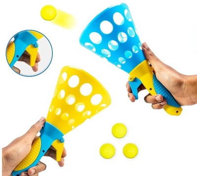Click and Catch Twin Ball Launcher Spiel mit 3 Bällen Indoor Outdoor Spielzeu...