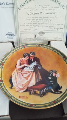 A Couple's Commitment American Dream Vintage Knowles Norman Rockwell Teller VERPACKT