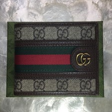 Gucci Ophidia GG Supreme Brown Canvas Leather Bifold Wallet For Men