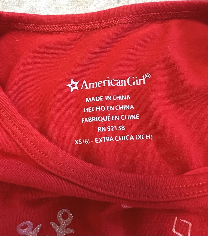 American Girl Holiday Dreams Pajamas Red PJs Set Girls Size 6 (XS) Excellent - Image 3 of 4