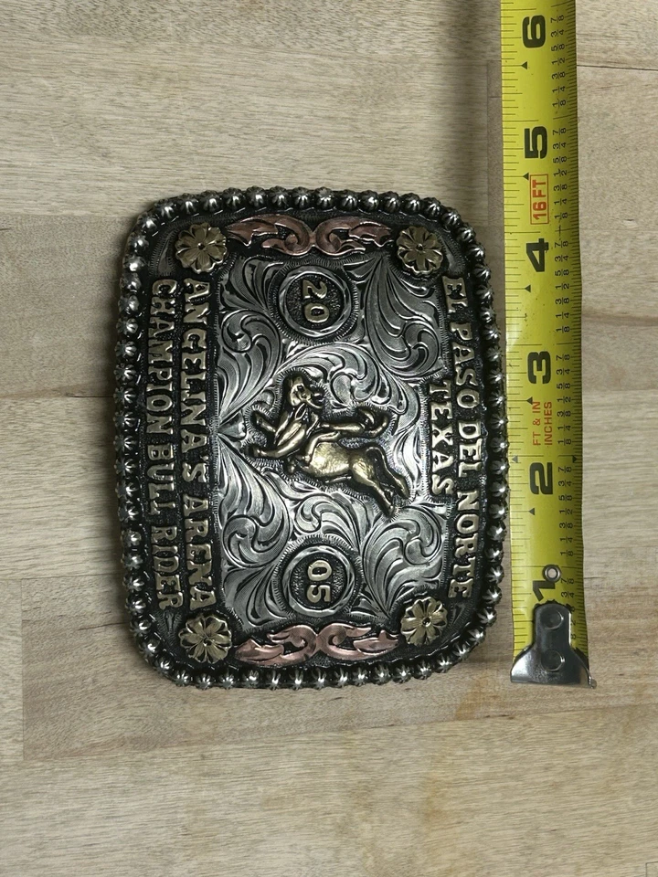 Champion Bull Rider Trophy Buckle 2005 El Paso Del Norte, Texas Angelina’s Arena - Image 2 of 4