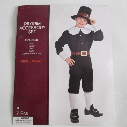 Pilgrim Child Costume Accessory Set 7 Pieces Thanksgiving Accessories Halloween