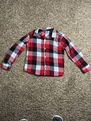Little Lad Toddler Buffalo Plaid Flannel Shirt Red/Black Cotton, 5T