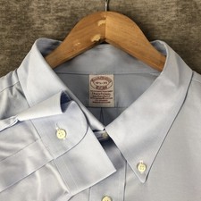 Brooks Brothers Traditional L/S Button Dress Shirt Solid Blue Mens 18 1/2 35 NEW