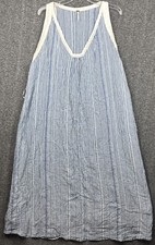 Free People Women’s Striped Sleeveless Midi Dress Blue White Lined Boho Casual