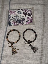 2 PACK SUNFLOWER BLACK FLOWERS WRISTLET KEY CHAIN SET B1