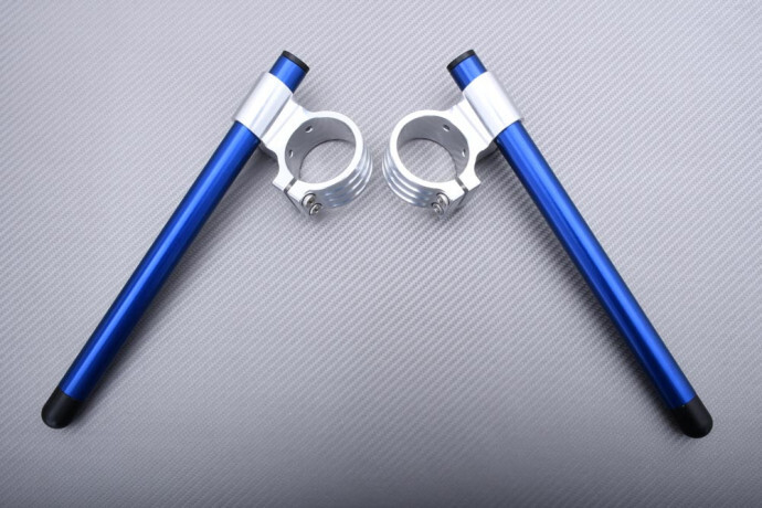 Demi-guidons surélevés 53mm argent et bleu pour moto Ducati SBK 1098