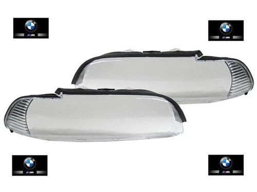 2 BMW 5 Series E39 Phase 2 WHITE FRONT HEADLIGHT GLASS 09/2000 TO 06/2003