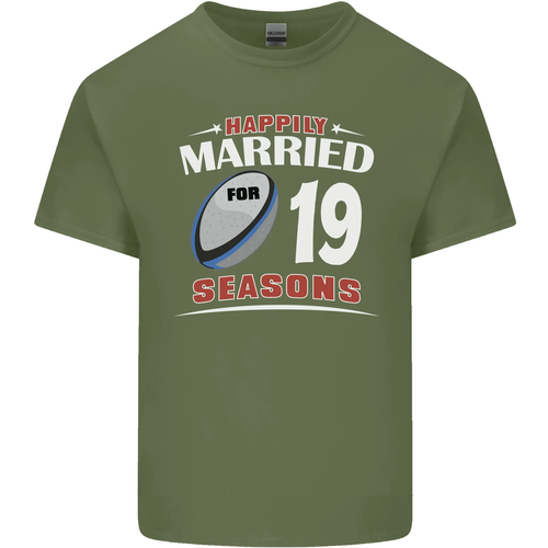 19 Year Wedding Anniversary 19th Rugby Mens Cotton T-Shirt Tee Top - Picture 71 of 106