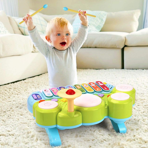 Baby Musical Toys 3 in 1 Piano Keyboard Xylophone Drum Set for 1 Year Old Girls - Picture 2 of 12