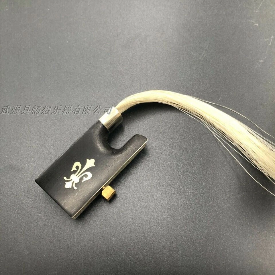 10pcs Violin Bow Frog 4/4 With white Horse hair, ebony wood inlay Iris flower - Image 4 of 4