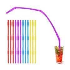 Geiserailie 12 Pieces Flexible Drinking Straws Extra Long Bendy Pla... Fast Ship