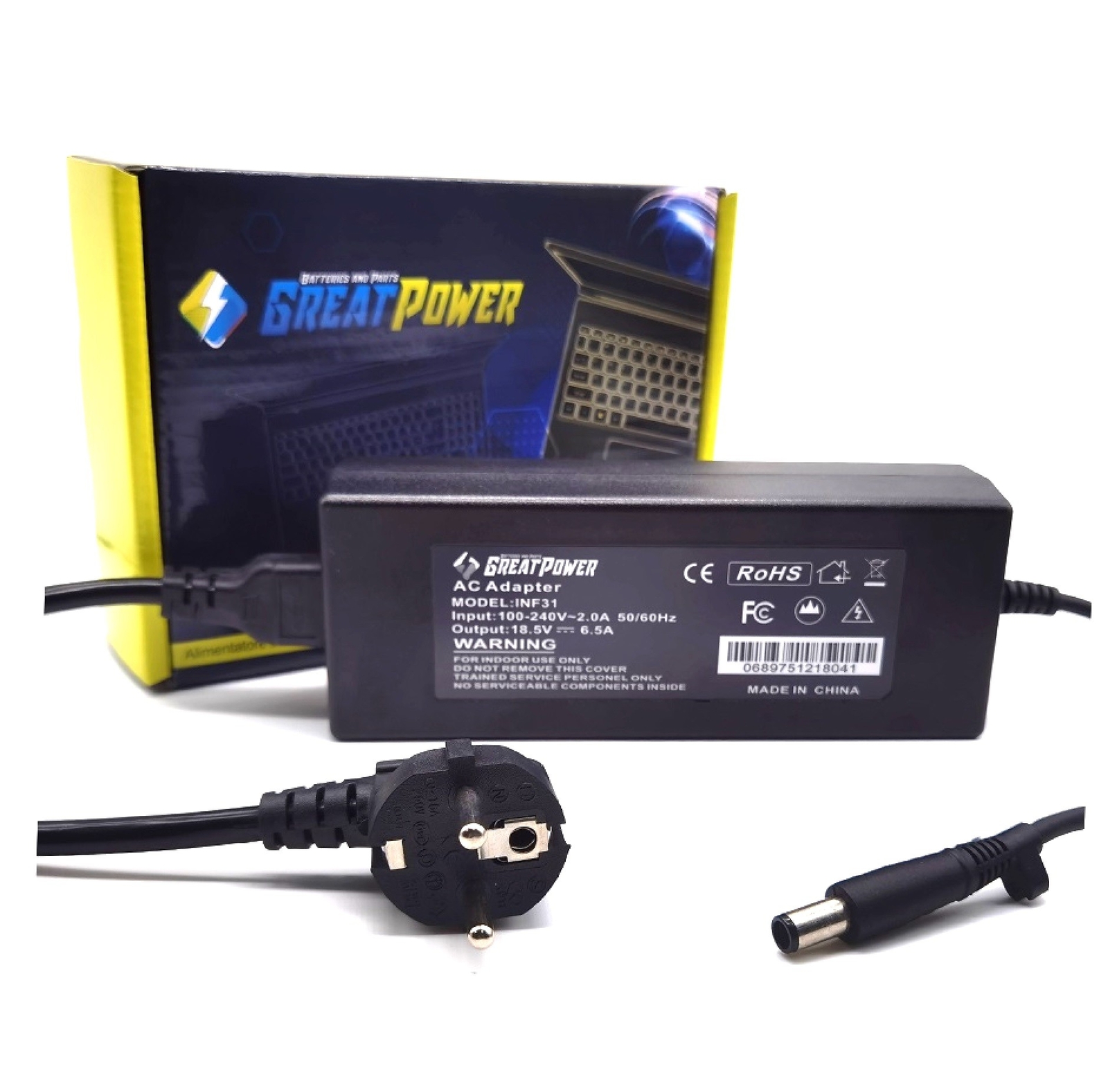 Alimentatore caricabatteria per HP 18,5V - 6,5A - 7,4*5mm / 384023-001 397747-00