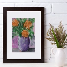 Floral Art Original Expressionist Flower 5x7 Painting Modern Texture Still Life