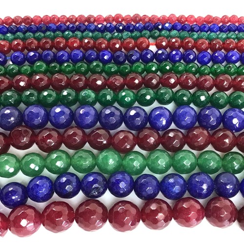 Natural Jade Faceted Round Bead 15" Dyed Purple Red Green Blue 4 6 8mm 10mm 12mm - Picture 3 of 28