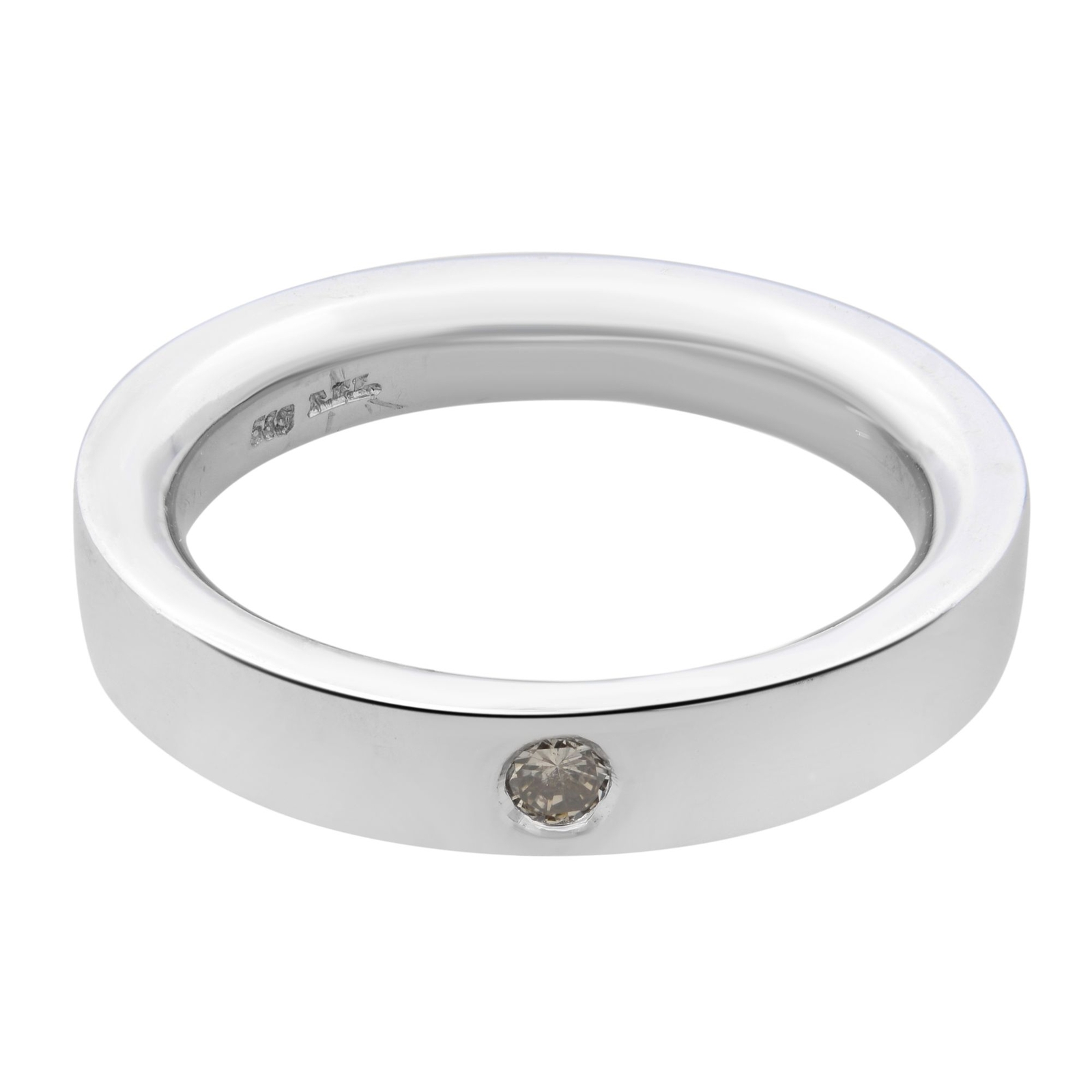 Rachel Koen Bezel Set Diamond Ladies Wedding Band 14K White Gold 0.06cttw Size 7