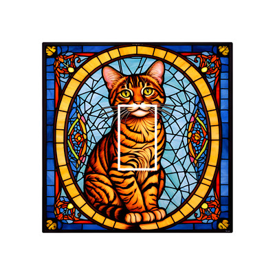 Toyger Chat Chaton Vitrail Verre Opaque Interrupteur de Lumière Vinyle 84x84mm