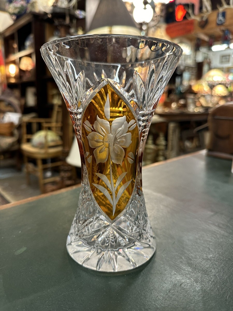 Vintage Julia Made In Poland Lead Amber Crystal Vase 7”1/8 | eBay