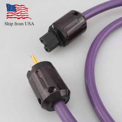 14AWG HiFi Power Cable 7N OCC Copper Braid Shield Cord AC Gold Plated Connector