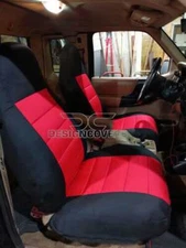 2 Front bucket truck seat covers blk-red fits 2004-2012 Ford Ranger bucket seats