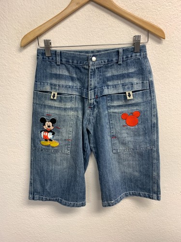 Vintage 90s Disney Boys Denim Jean Shorts Size XL 25x13 Pockets Mickey Mouse