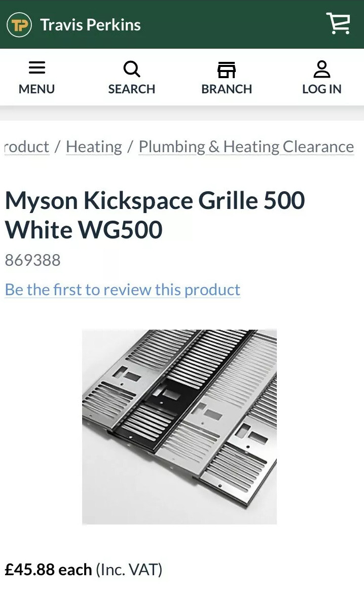 Grille for Kickspace 500 Fan Convectors Myson Kickspace 500 Duo Fan Convector